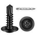 Mywish 300Pcs #103/4" Black Self Tapping Screws for Metal, 410 Black Oxide Stainless Steel Sheet Metal Screws, Truss Head Self-Drilling Screws High-Strength, Self Drilling Screws