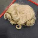 Short Curly Blond Toupee Clip in 100% Real Human Hair Curly Topper Fluffy Hair Piece Clip in Hairpiece Top -Topper with Bangs Wavy Topper Hair Piece for Women 6" Blond Color