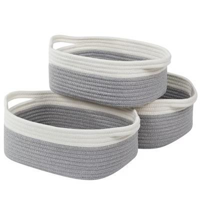 Baskets, Set of 3 for Home, Office, Dorm Room, Living Room, Bedroom, Bathroom, Nursery Storage and Organization (12x8x8in/11x7x7in/8x6x4in)