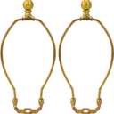 8 Inch Lamp Harp, Antique Gold 2 Set Lamp Harps and Finial, Metal Lamp Shade Harp Holder, DIY Detachable Lampshade Bracket Adapter Hardware, Replacement Table & Floor Light Accessories Repair