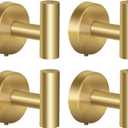 Towel Hooks Bathroom Coat Hooks Robe Hook Stainless Steel Heavy Duty Door Hanger Towel Robe Clothes Cabinet Closet Sponges Wall Hook for Bedroom Kitchen Hotel 4 Packs (Gold) (Drilling)