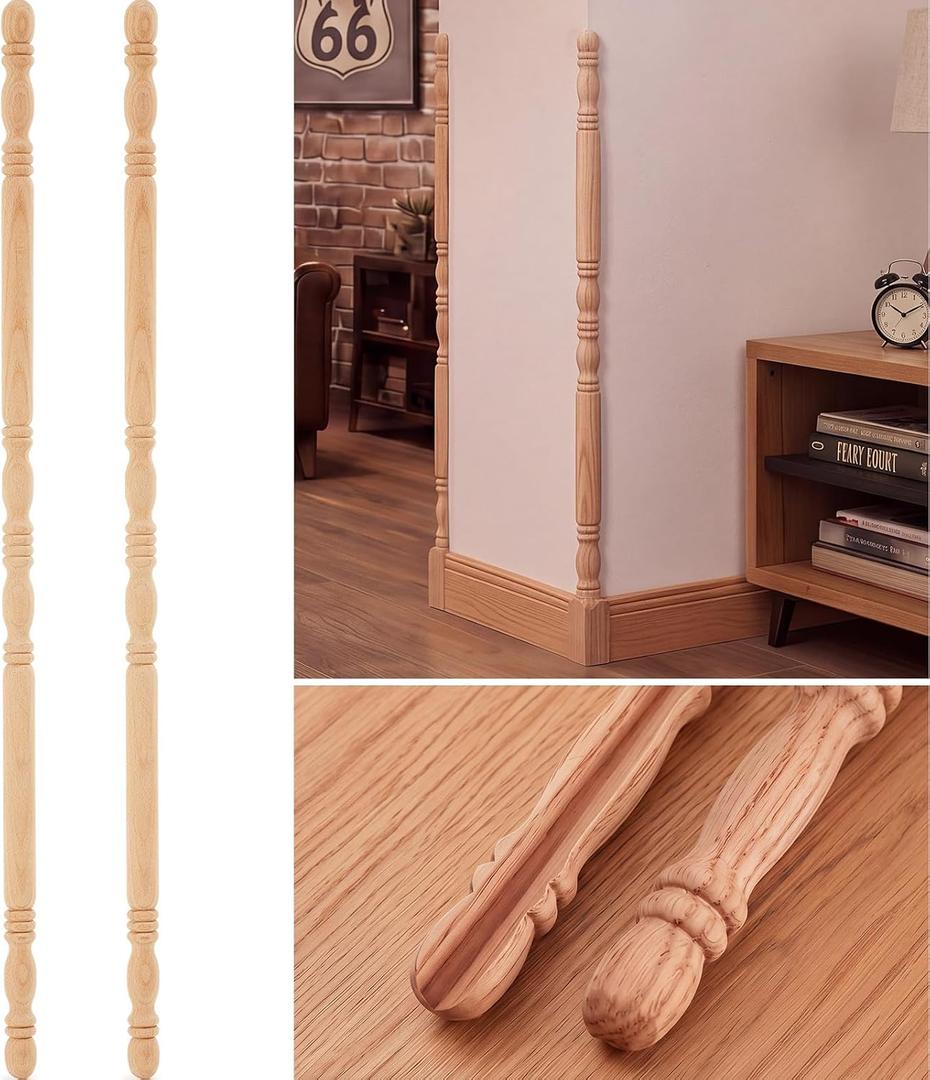 Doublefill 2 Pack Red Oak Wood Wall Corner Guards, 39-1/2'' x 1''