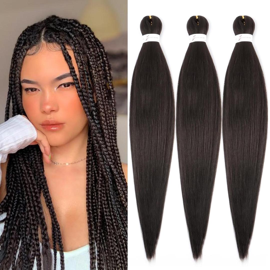 Dark Brown Braiding Hair Pre Stretched 30 Inch 3 Packs 4# Pre-stretched Braiding Hair EZ Braid Synthetic Hair Extensions for Crochet Box Braids