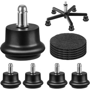 Bell Glides Replacement Office Chair, Caster Wheels Stopper Chair Feet with Separate Self Adhesive Felt Pads, Wheel for Carpet (Short Fixed Feet-5PCS)