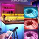 16.4FT 110V RGB COB LED Strip Light with Remote Smart Waterproof Outdoor RGB COB Neon Rope Light 576LEDs/M Color Changing Dimmable LED Light Strip AC 110V~130V for Bedroom Home Commercial Lighting