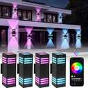 Outdoor Wall Lights 4 Pack, RGBCW Smart Porch Lights with Various Scene Modes, Waterproof Dimmable Up and Down Lights Outdoor, DIY Lighting Effects, Compatible with Alexa, Google Assistant (Black)