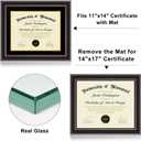 14x17 Diploma Frames 11x14 with Black Mat - Walnut Wood Finish | Shatter-Resistant Glass | for Wall Mounting | Gift for Graduations & Professional Certificate (1 Pack)