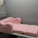 Kids Sofa, 2-in-1 Flip-Out Foam Couch with Soft Sherpa Cover, Cozy Play Lounge Chair, Pink (Medium)