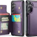 Vinich for Samsung Galaxy S25 Plus Wallet Case with Card Holder, RFID Blocking Credit Slots Kickstand Shockproof Phone Cover for Women Men, Purple