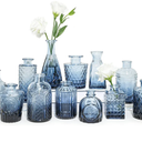 SUPMIND Glass Bud Vase Set of 12, Small Blue Flower Vases for Centerpieces in Bulk, Mini Vintage Vase for Wedding, Home,Table Decoration