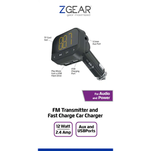 ZGear FM Transmitter And Fast Charge Car Charger