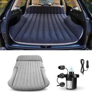 SUV Air Mattress with Double-Sided-Thick Flocked/Car Mattress with Pump & Built-in Pillow/Leakproof Comfortable Durable Car Air Mattress/Car Bed for Auto Camping,Road Trip (Double-sided Flocking Black+grey)