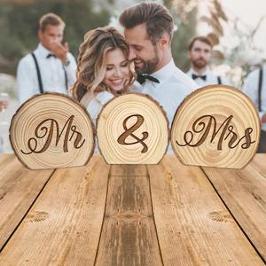 Mr and Mrs Sign,Rustic Mr and Mrs Sign for Wedding Table,Wood Slice Wedding Table Decorations,Rustic Wedding Decor