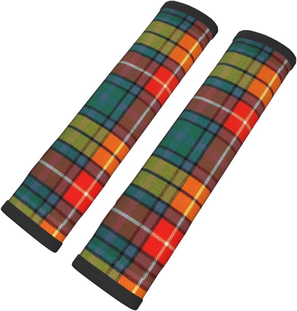 Buchanan Ancient Light Weight Tartan 2 pcs car seat Belt Covers, Shoulder Belt Covers, Adult and Child Safety Shoulder Pads