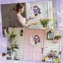 2 x He is Risen Easter Decorations Wooden Wreaths for Front Door Christian Cross Ornaments Easter Porch Sign Decor Wreath Jesus Lily Flowers Ornaments Hanging Crafts for Home Farmhouse Spring Party Decor