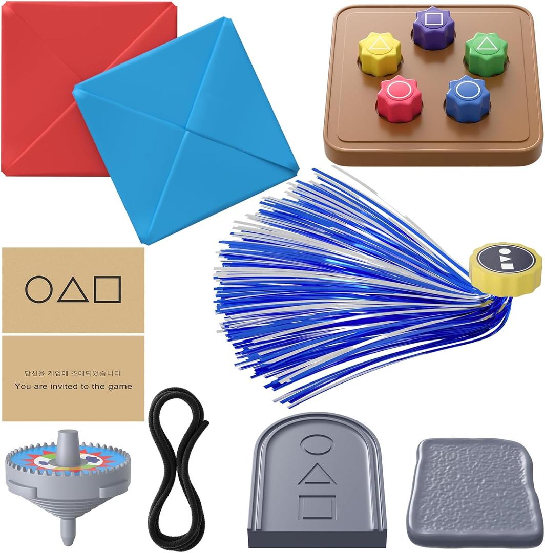 LYEON Gonggi Korean Game, Squid Korean Traditional Folk Game Set, DDAKJI, Jebi chagi, Gong-gi, Biseokchigi, Paeng-y, Tossing Games Hand Eye Coordination Training Toy Family Travel Games