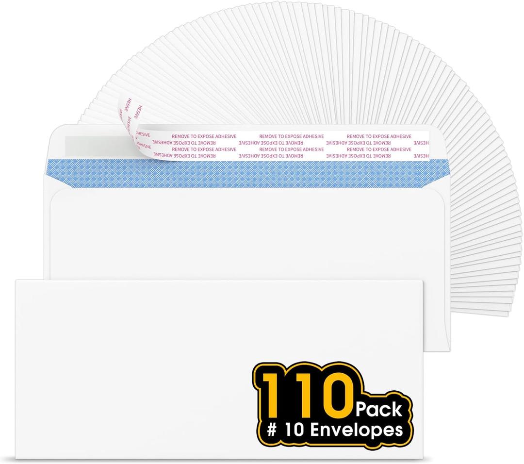 5x7 Envelopes for Invitations, A7 Printable Self Seal Envelopes for 5x7 Cards, Photos, Wedding, Birthday, Postcards, Graduation, Parties, 5.25 x 7.25 Inches (110 Pack), White