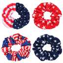 American Flag Elastic Hair Ties for Women Girls Kids Independence Day 4th of July Hair Scrunchies Red White Blue Star Patriotic USA Hair Tie Pony tails Hair Accessories
