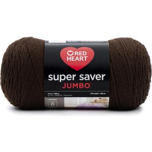 RED HEART Super Saver Jumbo Yarn, Coffee (2 Pack)