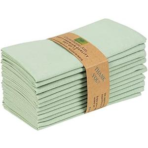 85% Cotton 15% Linen Dinner Cloth Set of 12 Napkins for Everyday Use Over Sized Easter Special Mitered Corners Napkins, Pre Shrunk Good Absorbency Ultra Soft Quality 18x18 in(Sage)