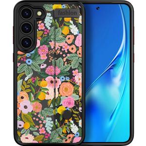 S23+ Plus Case Cute with Stand/Shockproof Slim Strap Kickstand Phone Case for Women Girls Compatible with Samsung Galaxy S23+ Plus/Abstract Lovely Flowers Florals
