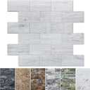 Art3d 10-Sheet Peel and Stick Backsplash PVC Wall Tile, Stickon Tile for Kitchen Backplash, Bathroom Vanities, Fireplace Decor, Laundry Table, Stair Decals in White-Washed, Plastic-Sheets (11.3"x13.5")