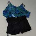 Yonique Blouson Tankini Swimsuits for Women 2 Piece Bathing Suits Tops with Boyshorts Modest Loose Fit Swimwear (Large, Green Leaf)
