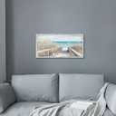 Coastal Beach Framed Wall Art: Rustic Ocean Landscape Picture Modern Seascape Painting Seaside Boardwalk Artwork Prints Decor for Bathroom, 24"L x 12"W