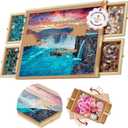 1000 Piece Rotating Puzzle Board with Drawers and Cover - 4 Drawers, Wooden Jigsaw Puzzle Table | 30 X 22| Jigsaw Puzzle Board - Portable Puzzle Tables for Adults and Kids by Beyond Innoventions, Large