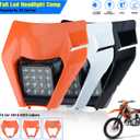 Dirt Bike Headlight,LED Enduro Pit Bike Light Kit Universal For Most Dirt Pit Bike Motorcycle EXC SXF Orange