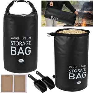 2 Pack 20 LB Wood Pellet Storage Bag with Scoops and Labels, Waterproof PVC Storage Container Grill Accessories for Pellets, Charcoal, Wood Chips