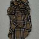 Soft Casual Dog Plaid Shirt,Gentle Dog Western Shirt Pet Clothes, Dog Cotton Shirt with Bow Tie for Wedding,Christmas Costumes (Medium, Dark Khaki)