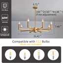 ASGYISA 8-Light Gold Candle Chandeliers Modern Farmhouse Ceiling Light Fixture Industrial Lighting for Dining Room Living Room Bedroom Kitchen Island Foyer
