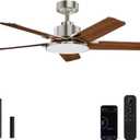 Fanbliss 44 Inch Ceiling Fans with Lights, Modern Nickel Ceiling Fan with Dimmable LED, 6 Speeds, Timer, Quiet Reversible DC Motor, Remote Control Ceiling Fan for Bedroom, Living Room and Kitchen