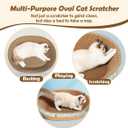 Extra Large Cat Scratcher Bed, 21.6" x 14.9" x 4.3" XL XXL Cat Scratch Cardboard, Scratching Board Pad for Indoor Cats Kitty Kittens, Scratch Lounge House Couch, Furniture Protector, Oval