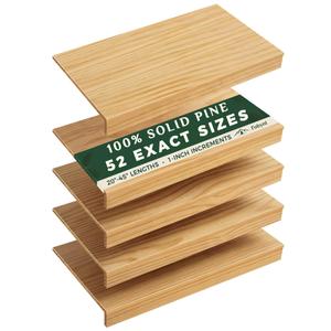 Fobyni Solid Pine Wire Shelf Covers, 12" D x 44" L, Tool-Free Pantry Rack