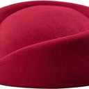 Stewardess Hat Felt Air Hostesses Pillbox Hat Teardrop Fascinator Base Sweet Design (Red)