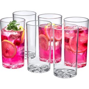 Amazing Abby - Liberty - 16-Ounce Plastic Tumblers (Set of 6), Drinking Glasses, Reusable Cups, BPA-Free, Shatter-Proof, Dishwasher-Safe (Made of Plastic, NOT Glass)