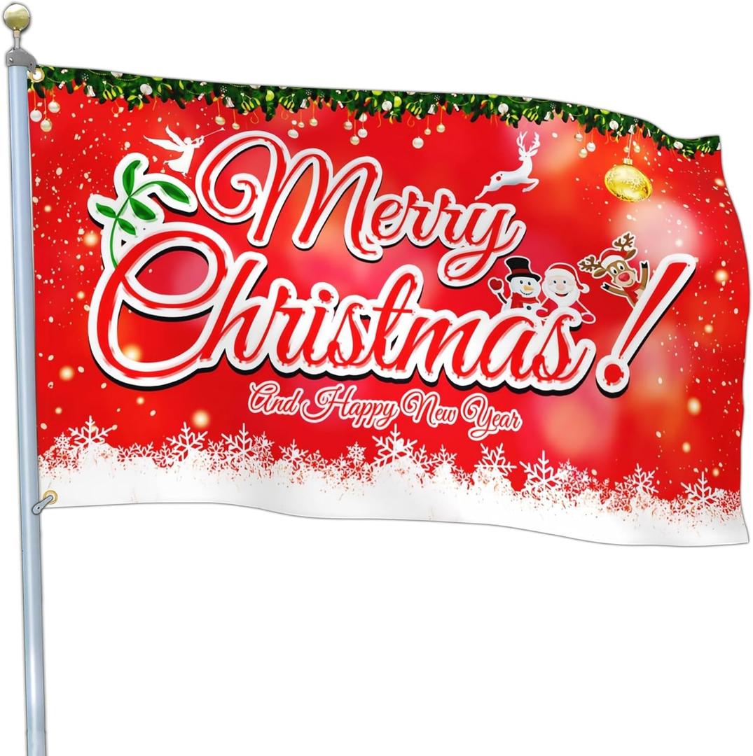 NASIAN Christmas Flags 3x5 Outdoor Double Sided Merry Christmas Flags for Outside Happy New Year Flag Xmas House Decorations Flag Banner Party Yard Garden Holiday Flag Gifts