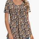 Womens Summer Tops Short Sleeve Shirts for Women 2025 Scoop Neck Tops Loose Fit Casual Comfy Women Blouses Flowy Top, 3XL