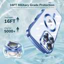 [CD Ring & Curly Wave Edge] for iPhone 15 Pro Case, 2025 Upgraded [Full Camera Protection] [Compatible with MagSafe] Plating Soft Non-Yellowing Clear Case for 15 Pro 6.1 " Men Women ,Titanium Blue