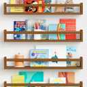Forbena 24 Inch Wooden Floating Nursery Book Shelves for Wall, Walnut Nursery Bookshelf Wall Mounted for Kids Bedroom, Large Kids Floating Bookshelves for ChildToys Classroom Books Decor (Dark Brown), 23.6 Inch