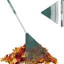 ORIENTOOLS 69" Adjustable Leaf Rake with 5-Section Handle, 26-Tine Durable Plastic Head, Dual-Use Design Converts to Leaf Scoops, Lightweight Yard Rake for Lawns, Grass, Shrubs & Garden (Foldable)