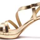Carcuume Women's Strappy Platform Heeled Sandal,NATRACY-GOLD PU-8.5