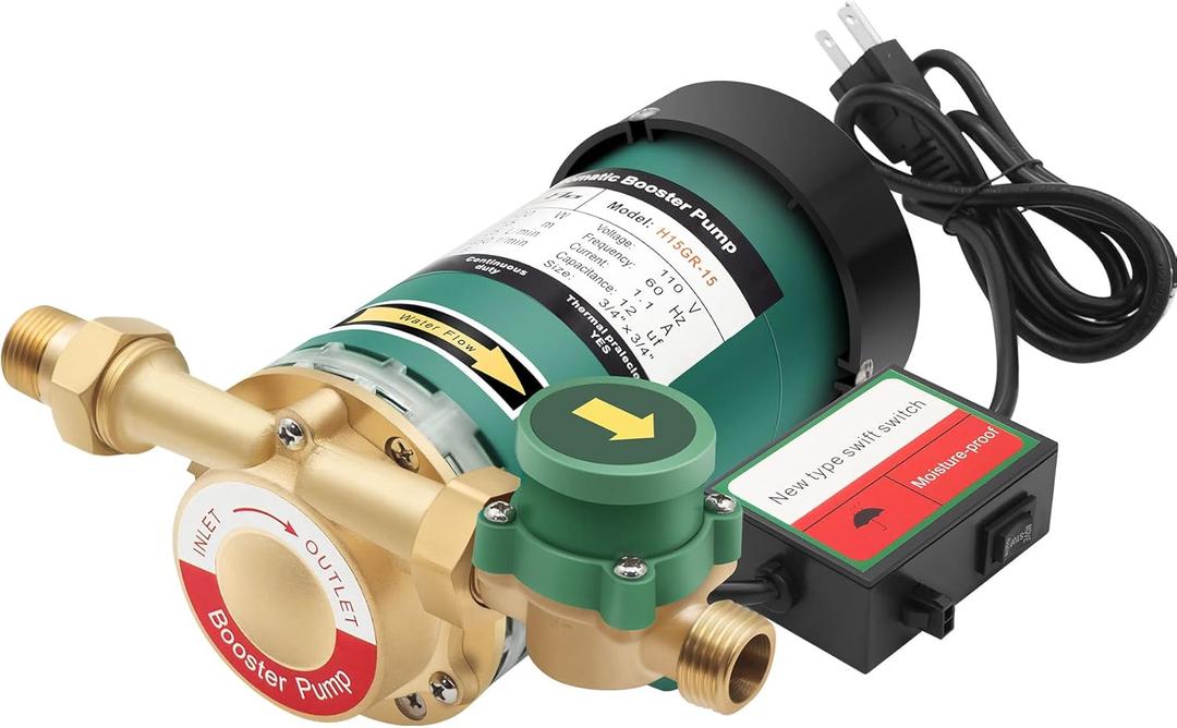 POWERENG 120W 115V Automatic Household Water Pressure Booster Pump,396GPH, 21.7 PSI Water Pressure Pump with Water Flow Switch