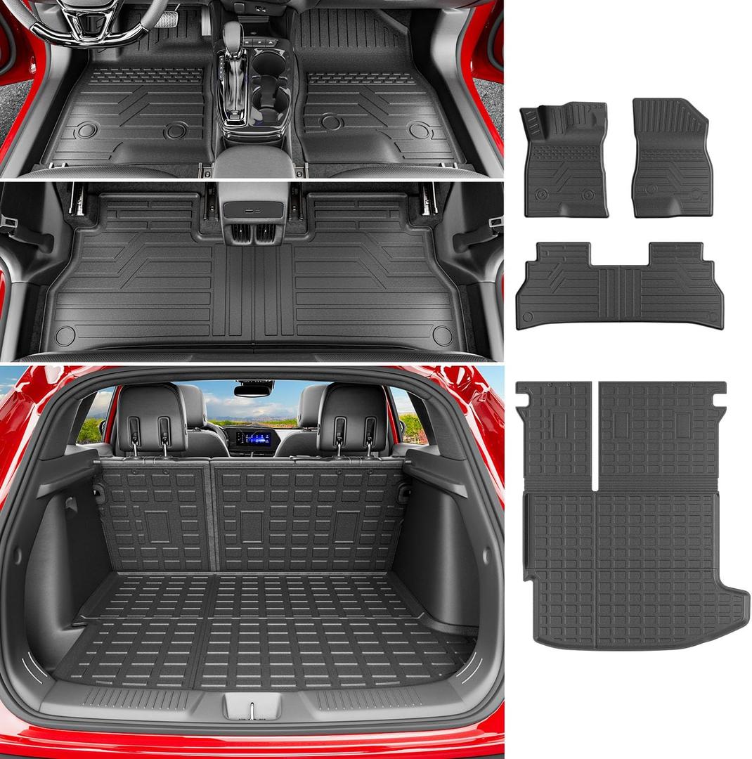 powoq Cargo Mat Compatible with 2024-2026 Chevy Trax Trunk Mat with Backrest Mat Back Seat Protector TPE Replacement for 2024 2025 2026 Chevy Trax Accessories (Trunk Mat with Backrest Mats)