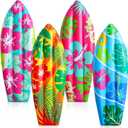 Lewtemi 4 Pack Hawaiian Inflatable Surfboards 36 Inch Tropical Surfboard Decorations Large Inflatable Pool Beach Floats Hawaii Luau Decor for Summer Luau Pool Holiday Birthday Party Prop Decor(Flower)
