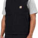Carhartt Men's Loose Fit Washed Duck Sherpa-Lined Mock-Neck Vest (Large, Black)