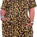 YeGine Women's Plus Size Casual Midi Dresses Short Sleeve T Shirt Dress with Pockets 1XL 