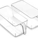 BINO l Plastic Storage Bins l THE HOLDER COLLECTION l 2-Pack, Large Multi-Use Clear Containers for Organizing with Built-in Handles l Pantry Organization & Storage l Kitchen Organizer l Storage Bins
